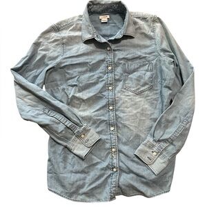 J. Crew Women’s Faded Cotton Denim Button-Down Shirt in Light Blue